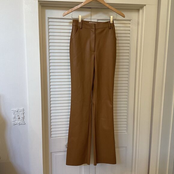 Meshki Tan/Camel Faux Leather High Waist Pants, Size XS - Picture 2 of 11